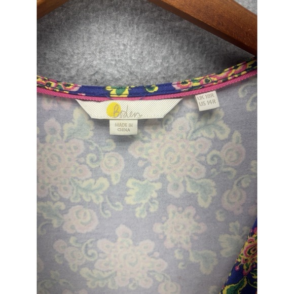 Boden Saskia Wrap Dress 14 Blue Medallion Floral Midi Ruffle Boho Cottagecore - Picture 2 of 16
